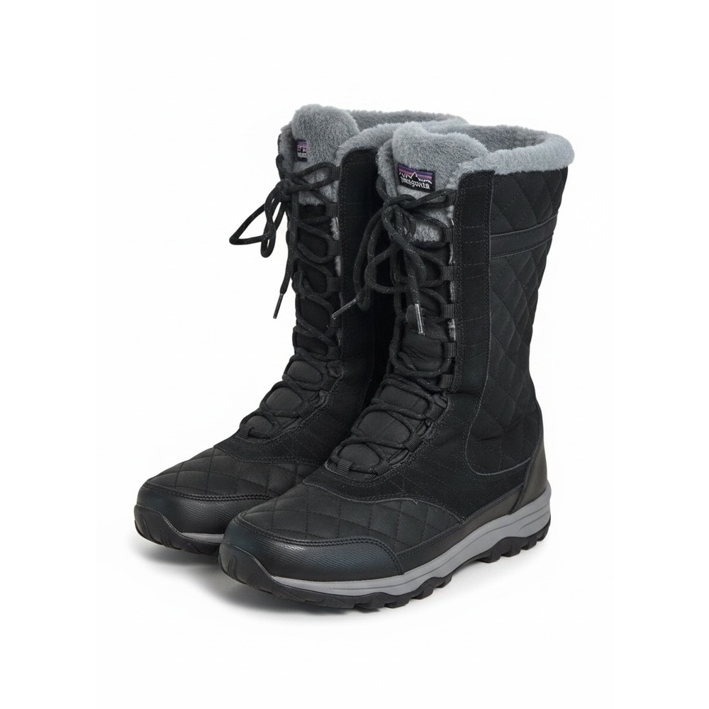 Patagonia Tin Shed Tall Waterproof Winter Boots Black Leather Fleece PTF0244 9